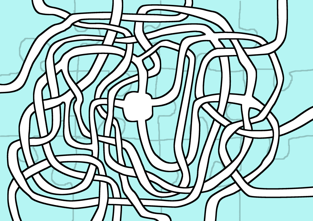 choose an exit on edge of maze; try to get there from central space